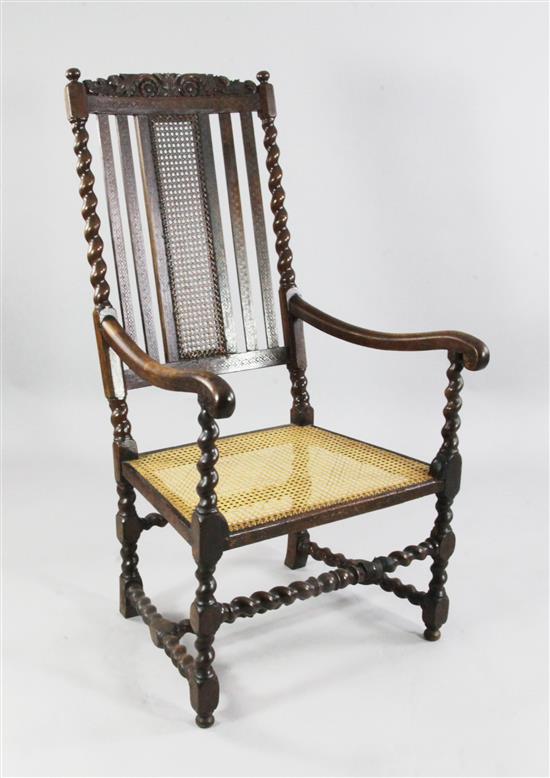 Carolean walnut open armchair(-)